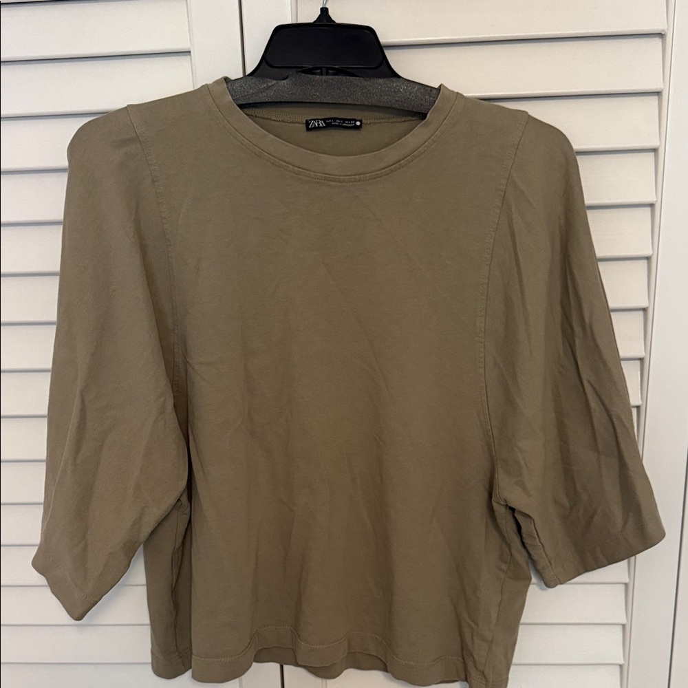 Zara Women's Olive Long Sleeve Top